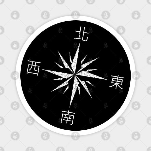 Compass Rose, Windrose, Cardinal Directions, Compass, Kanji, Hanzi Magnet by Decamega